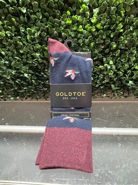Gold Toe Men's Dress Socks - Navy & Burgundy with Duck Design